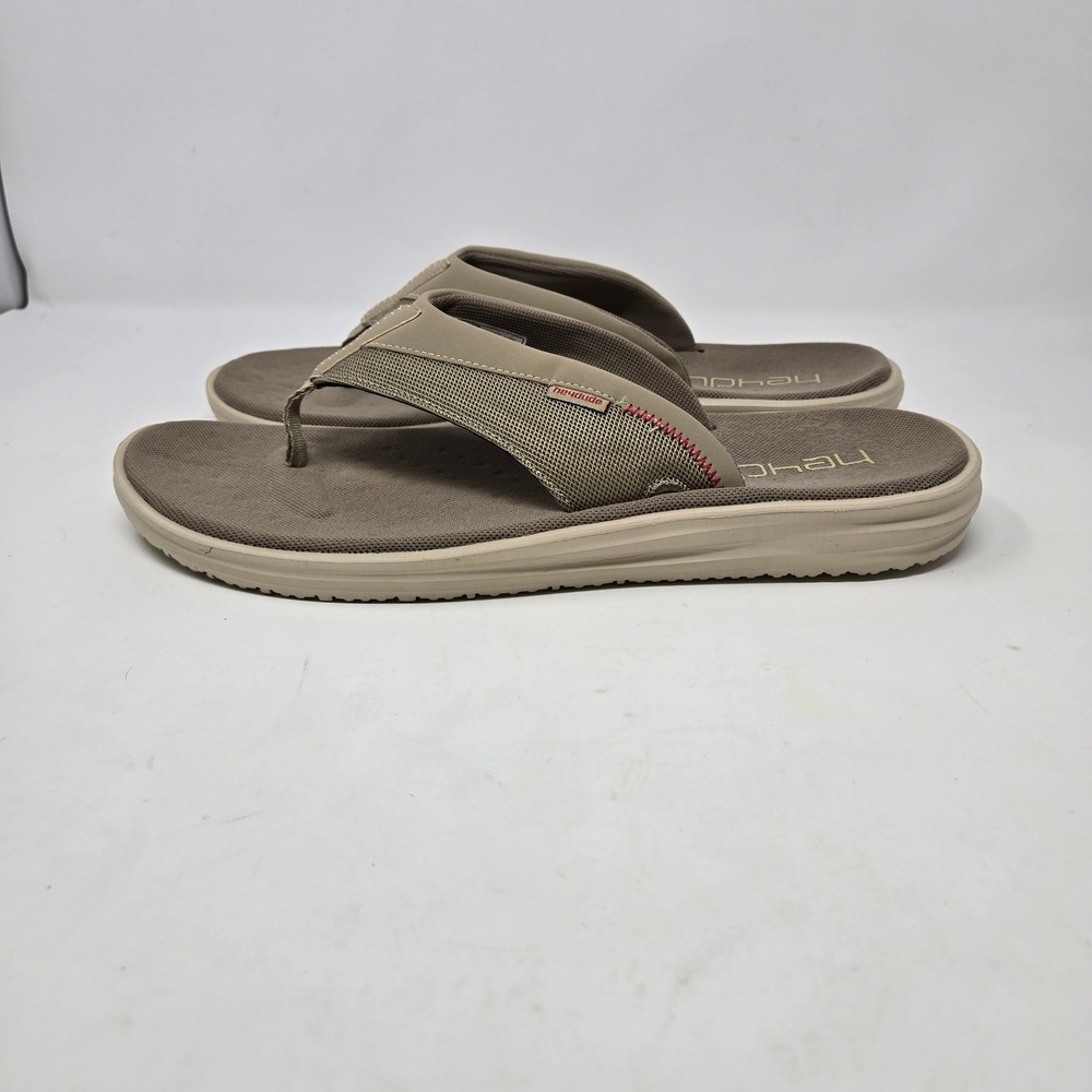 Hey Dude Mens Milo Tan Beige Mesh Flip Flop Sandals Size 14 Lightweight Comfort - Picture 6 of 10